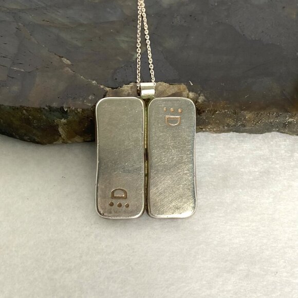 Sterling Silver 925 Modernist Style Enamel Geometric Pendant Necklace 18" Chain - Picture 9 of 16